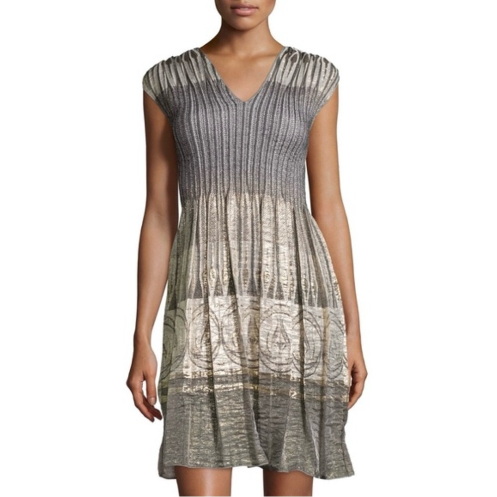Max Studio Ruched Metallic Jacquard Mini Dress Size Small
